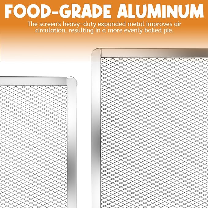2 Pcs Pizza Screen, 11 x 15.7 Inch Rectangular Aluminum Pizza Pan Restaurant-Grade Flatbread Screen Pizza Crisper Pan, Stainless Steel Cooling and Baking Rack Set, Oven-Safe
