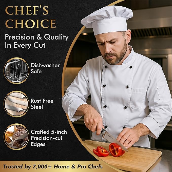 Bellemain Premium Steak Knives Set of 8, Kitchen Knife Sets with Steel Blades for Precise Cutting, Lightweight Steak Knife Set Stainless Steel & Durable, Serrated Steak Knives Dishwasher Safe