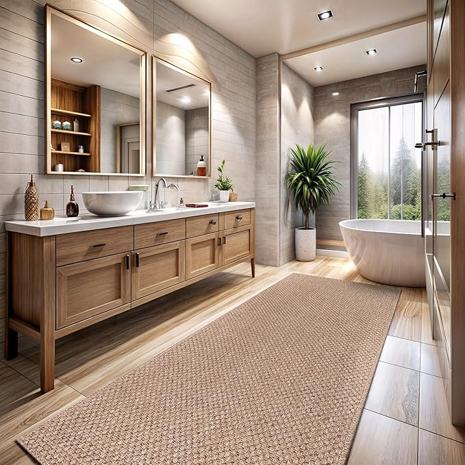 CAMILSON Easy Jute Rug 2x3, Indoor Outdoor Natural Color Farmhouse Area Rugs for Living Room and Kitchen Rug, Solid Boho Woven Design, Easy-Cleaning, Washable Outside Carpet Alfombras (2 x 3)