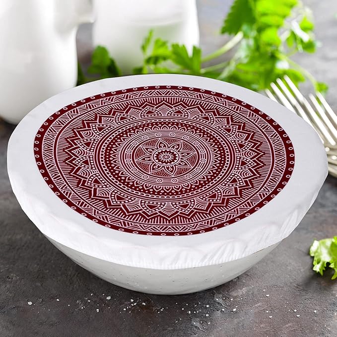 Patelai 10 Pcs Bowl Covers Reusable in 5 Size Stretch Cloth Fabric Elastic Food Storage Bowl Covers Bread Sourdough Lids for Proofing Food Fruits Leftover(Rustic Style)