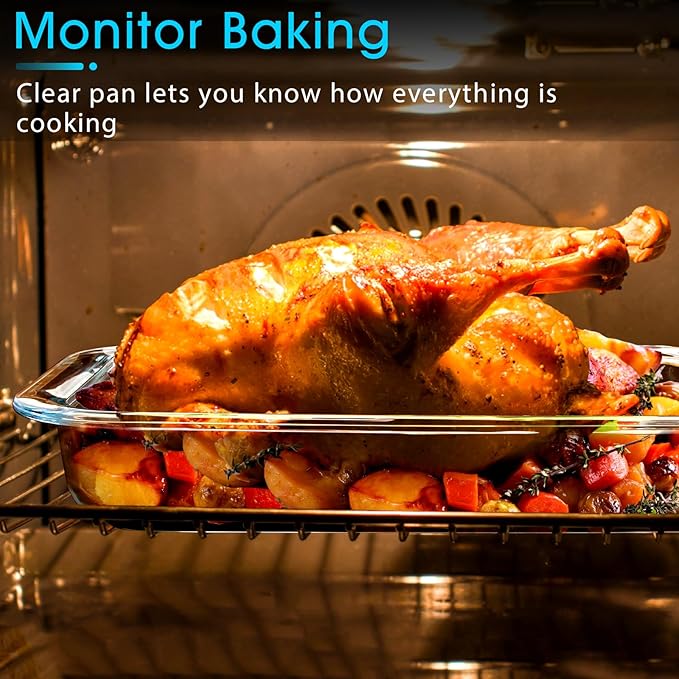 Clear Glass Baking Dish for Oven, Oblong Casserole Dish Rectangular Baking Pan Glass Bakeware,1 Piece (3.5L)