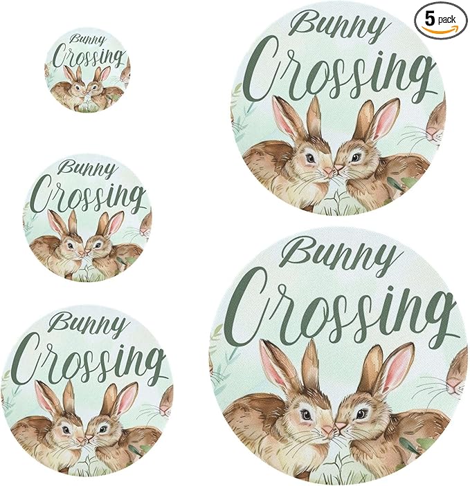 5 Pcs Bowl Covers Reusable in 5 Size Elastic Food Cover Cloth Lids Fresh Keeping Dish Cookware Bakeware Fabric Covers Lids for Food Leftovers Fruits Storage Easter Bunny Flowers Plant