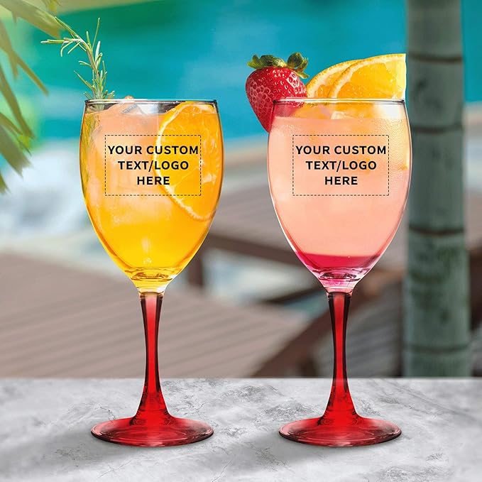 Custom Nuance Wine Glasses by ARC 10.5 oz. Set of 10, Personalized Bulk Pack - Restaurant Glassware, Perfect for Red Wine, White Wine, Cocktails - Red