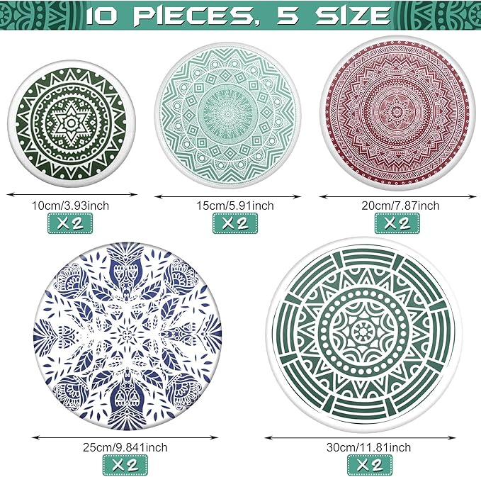 Patelai 10 Pcs Bowl Covers Reusable in 5 Size Stretch Cloth Fabric Elastic Food Storage Bowl Covers Bread Sourdough Lids for Proofing Food Fruits Leftover(Rustic Style)