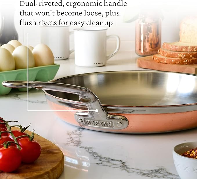 Hestan - CopperBond Collection - 100% Pure Copper Frying Pan, Induction Cooktop Compatible, 12.5-Inch
