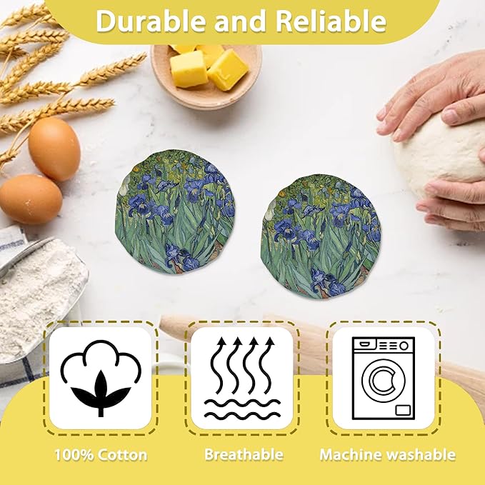 Sourdough Starter Jar Covers,5-Pack Reusable Vintage Oil Painting Floral Painting Cloth Lids for 3-4 Inch Jars,Ideal for Kombucha Kefir or Cheese Fermentation