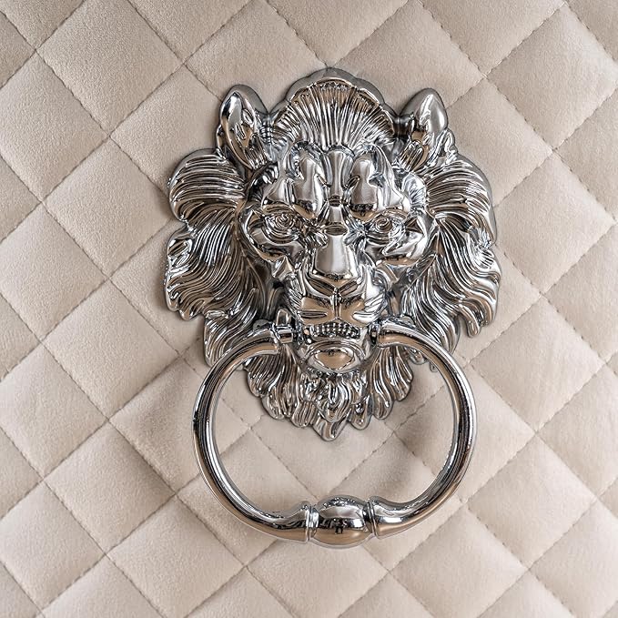 Velvet Lion Bar Stools Set of 6, Modern Height Adjustable Swivel Barstools with Chrome Base, Tufted Counter Height Bar Stools Upholstered Bar Chairs for Kitchen Island, Dining Room, Beige