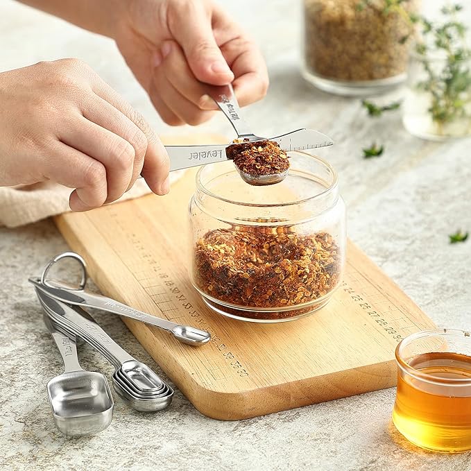 Spring Chef Stainless Steel Measuring Cups & Spoons Set of 20 with Leveler, Nesting 7 Metal Measuring Cups & 13 Spoons for Dry & Liquid Ingredients, Dishwasher Safe Kitchen Tools for Cooking & Baking
