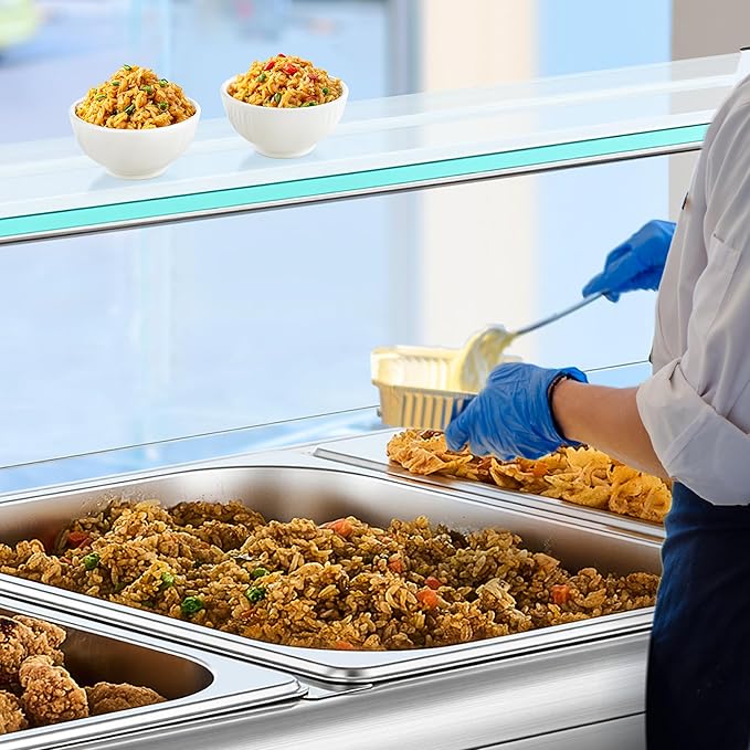 WILPREP Commercial Food Warmer with Three 1/2 Pans, Electric Warmer for Food with Sneeze Guards Adjustable Temp. & Auto Shutoff, Stainless Steel Food Heating Unit for Buffet Food Truck Hotel Catering