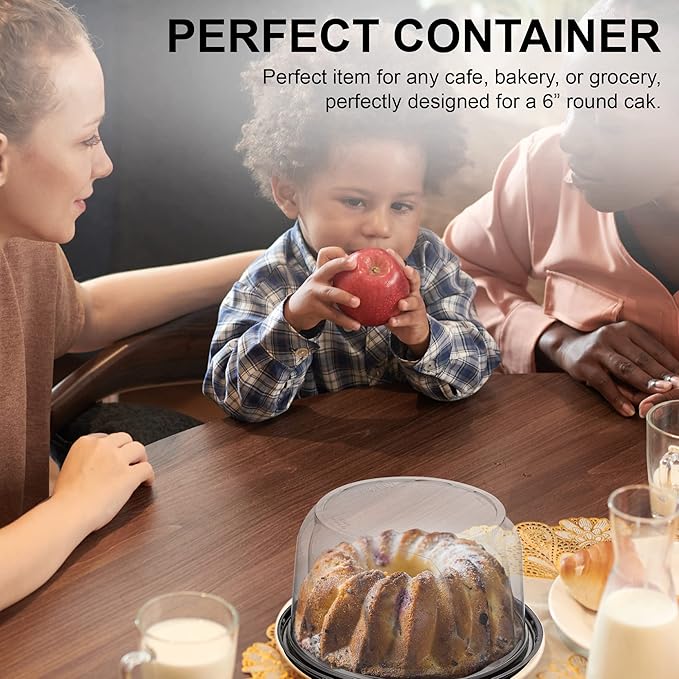MT Products PET Plastic Round Cake Containers 6" - Plastic Bakery Boxes with Clear Lid (Pack of 5) - Made in the USA