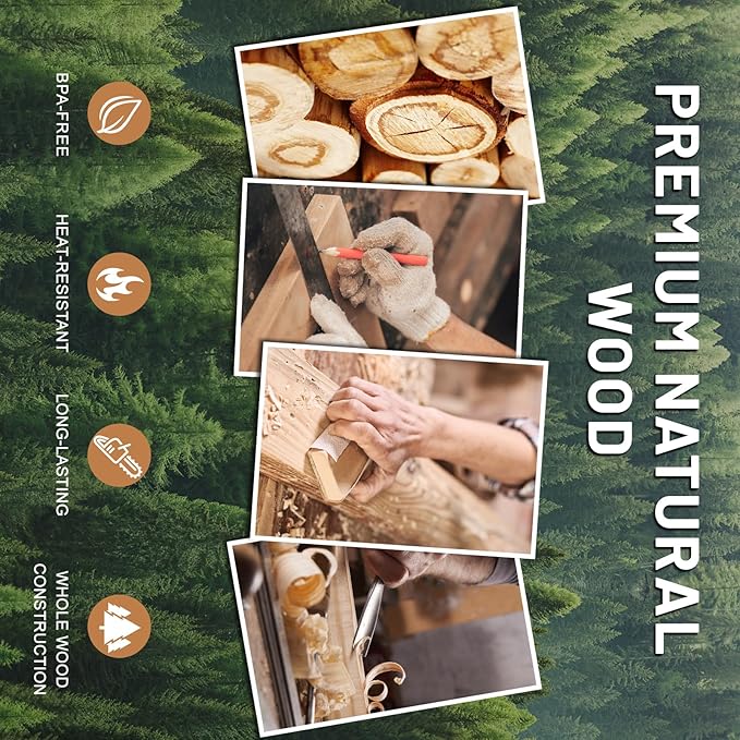 Unokit Cooking Utensils Set for Kitchen - 8 Piece Nonstick Wooden Spoons for Cooking, Comfort Grip Kitchen Utensils Set, Teak Wooden Utensil Set with Holder and Spoon Rest