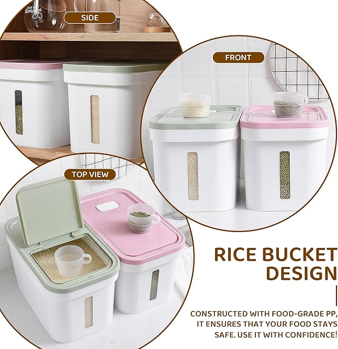 22lbs Large rice storage container Container with Lid Barrel Household Rice Box Airtight Flour Dispenser with Lids for Pet/Cat/Dog Food Storage Container BPA Free,Pink 22 * 38 * 23 cm