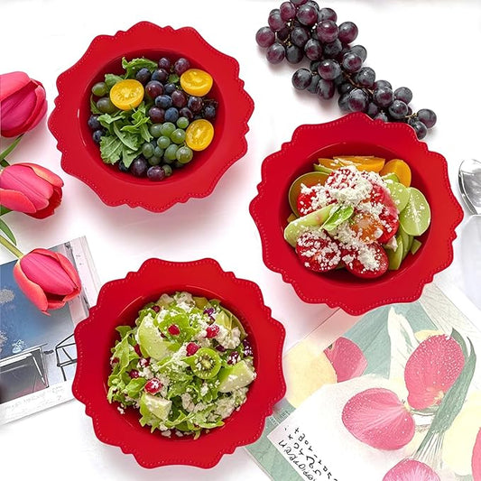 COLOSUS Red Plastic Party Bowls (60 Pack) 12 Oz Disposable Soup/Salad Bowl, Fancy Shatterproof Dinnerware for Catering, Holidays, Weddings, and Everyday Use