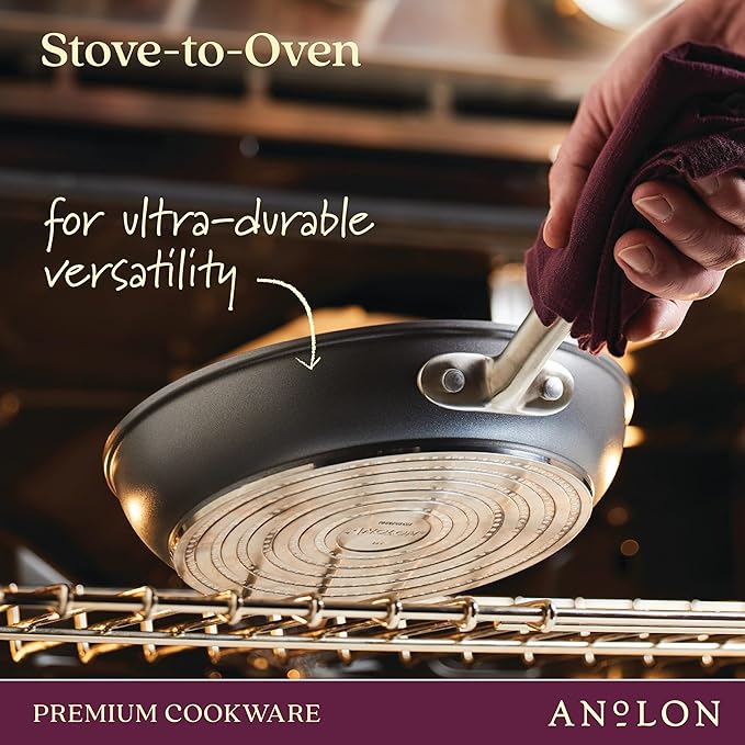 Anolon Accolade Forged Hard Anodized Nonstick Pots & Pans - Induction Cookware Set - 12 Piece - Moonstone Gray