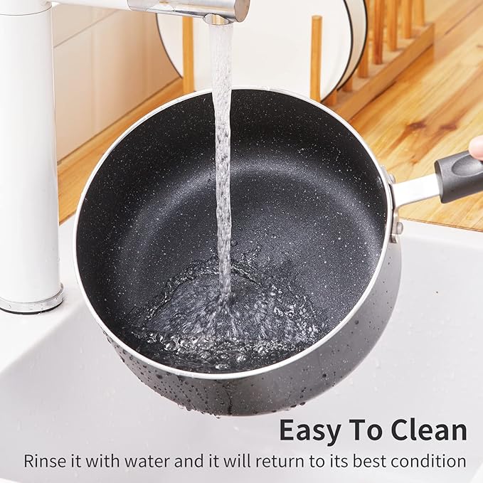 Nonstick Saucepan Set with Lid, Non Stick 2Qt & 3Qt Sauce Pan Set with Glass Lid Small Pot for Home Kitchen