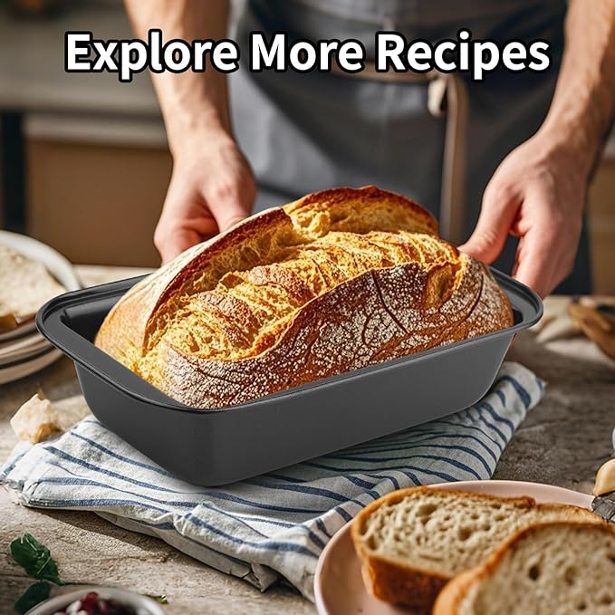 2PCS Nonstick Bread Pan - 8” x 4” Carbon Steel Loaf Baking Pans, Dishes，Rectangle Baking Supplies for Homemade Bread, Meatloaf, Cakes, Sourdough, Brownies, and Lasagnas