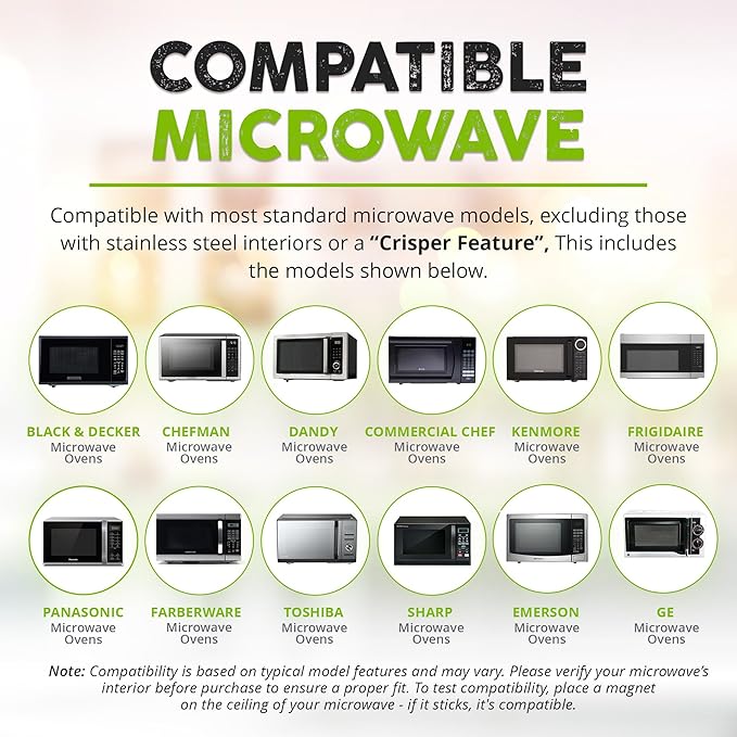 HOVER COVER Magnetic Microwave Cover for Food | Clear Microwave Splatter Cover | Microwave Plate Cover with Steam Vents | Food Grade Dish Cover | BPA-Free | Dishwasher Safe | Green