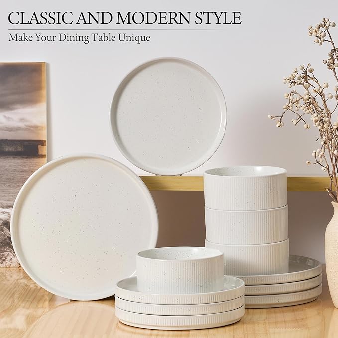 12-Piece Plates and Bowls Sets
