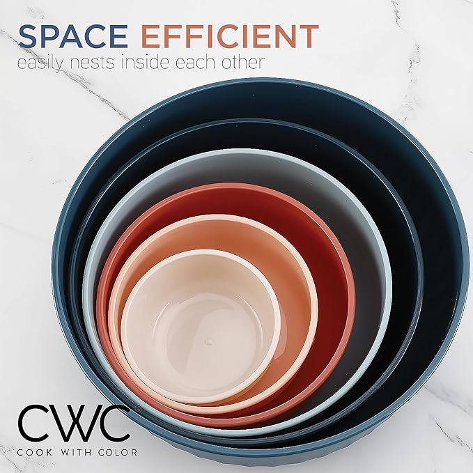 COOK WITH COLOR Prep Bowls with Lids- Wide and Deep Nesting Plastic Small Mixing Bowl Set with Lids, 12 Piece Set - Wide Bowls, Multicolor