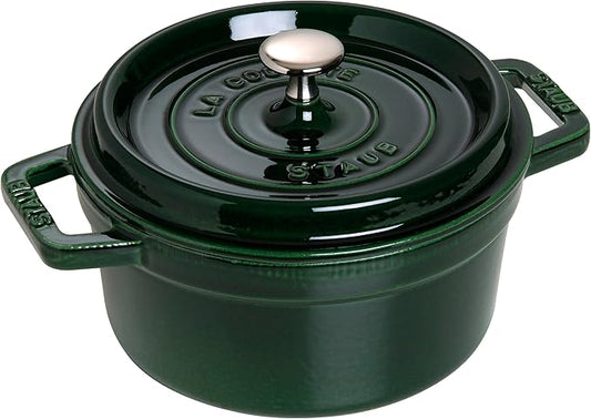 STAUB 1003969 Cast Iron Roaster/Cocotte, Round, 22 cm, 2.6 L, Basil/Green