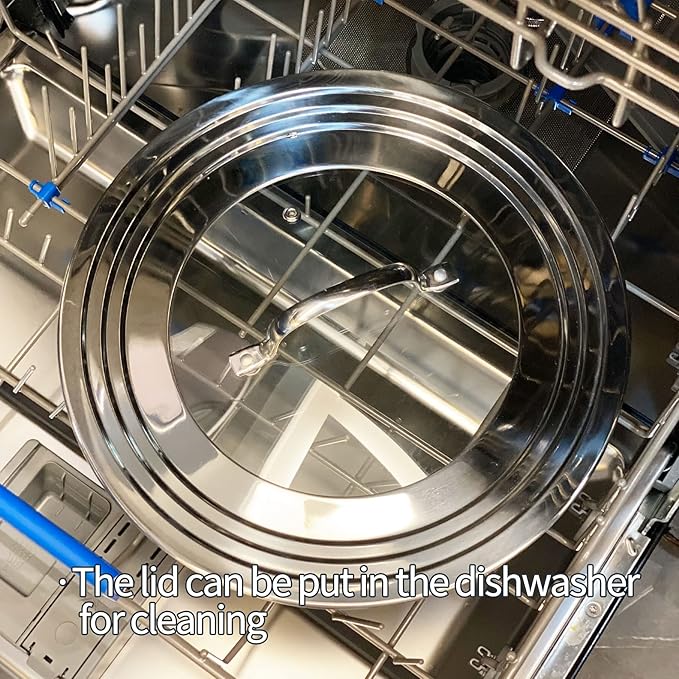 Stainless Steel Universal Lid for Pots, Pans and Skillets-Fits 7" to 12" Replacement Frying Pan Cover and Cast Iron Skillet Lid