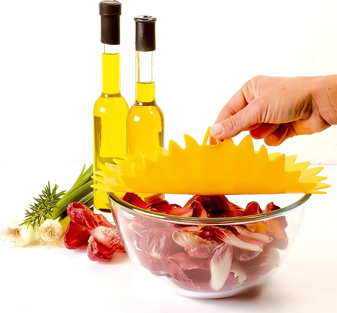 Charles Viancin - Sunflower Lid Gift-Box - Set of 4 Silicone Lids for Food Storage and Cooking - 11''/28cm + 9''/23cm + 6''/15cm + 4''/10cm - Airtight Seal on Any Smooth Rim Surface