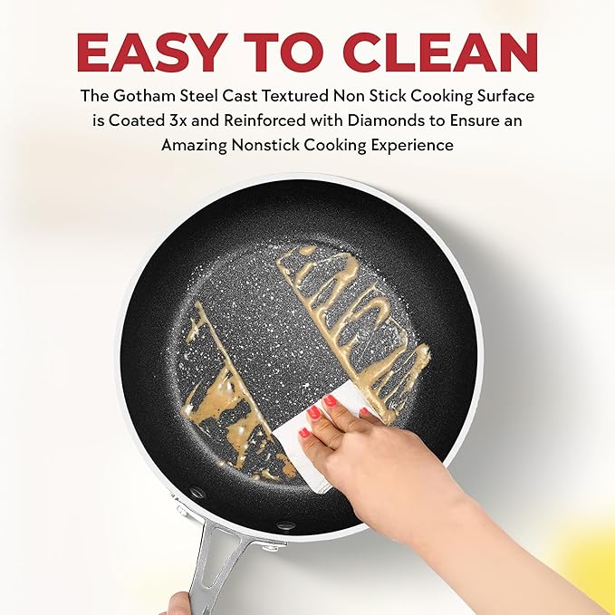 Gotham Steel 10 Piece Pots and Pans Set Non Stick Cookware Set, Kitchen Cookware Sets, Pot and Pan Set, Pot Set, Non Toxic Cookware Set, Frying Pan Set, Dishwasher Safe