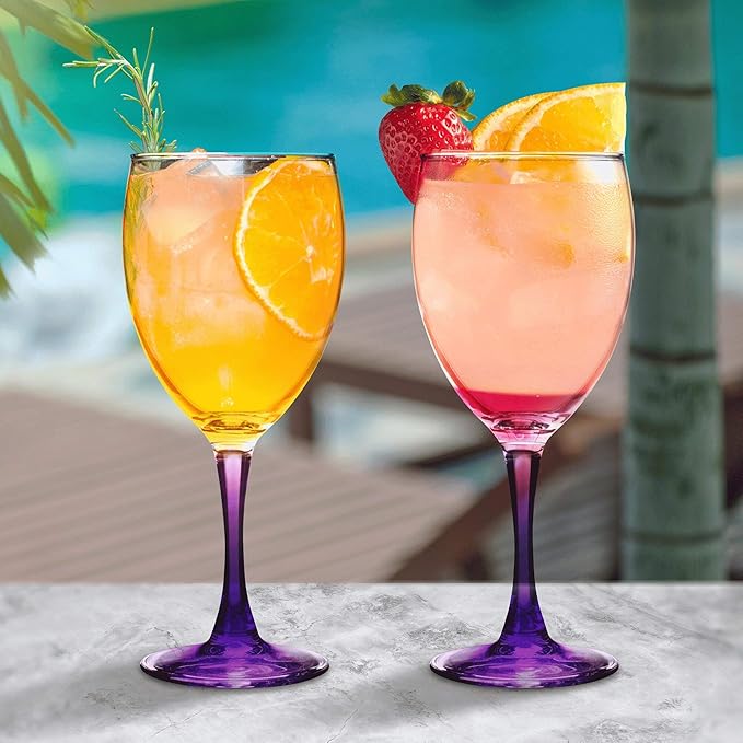 DISCOUNT PROMOS Nuance Wine Glasses by ARC 10.5 oz. Set of 10, Bulk Pack - Restaurant Glassware, Perfect for Red Wine, White Wine, Cocktails - Purple