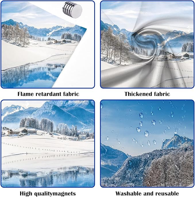 2 Pcs Fluorescent Light Covers - 4 x 2 Feet Covers for Ceiling Lights, Magnetic Light Filters for Classroom, Office, Hospitals, Home (Winter - Snow)