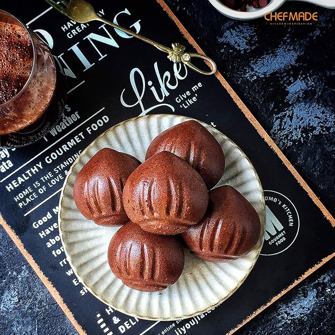CHEFMADE Muffin Cake pan, 12-Cavity Non-Stick Chestnut-Shaped Bakeware for Oven Baking (Champagne Gold)