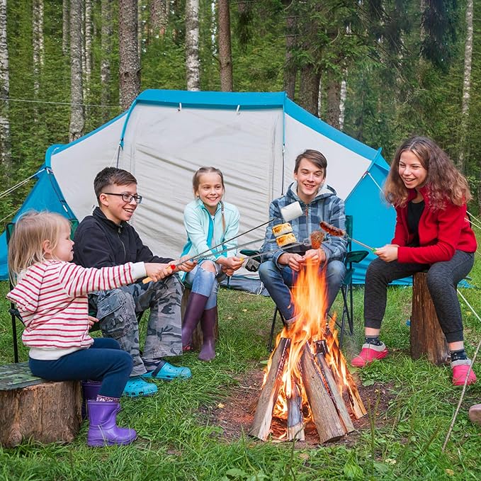 8 PCS Marshmallow Roasting Sticks, Telescoping Smores Sticks for Open Fire Pit, 32 Inch Long Marshmallow Toasting Barbecue Forks S'mores Skewers for Campfire Camping Hotdog Hot Dog Bonfire Grill