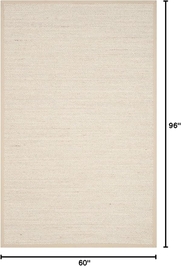 SAFAVIEH Area Rug 5x8 - Natural Fiber Collection - Marble & Linen Color, Sisal, Woven Design with Border (NF143B)