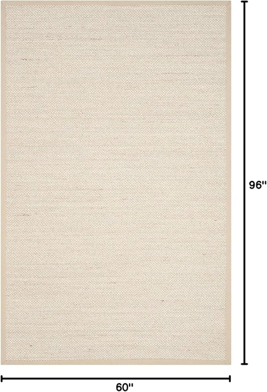 SAFAVIEH Area Rug 5x8 - Natural Fiber Collection - Marble & Linen Color, Sisal, Woven Design with Border (NF143B)