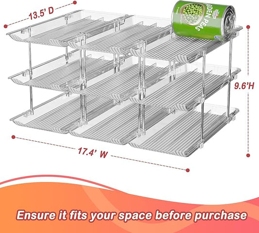 Can Storage Organizer Pantry and Canned Food Holders for Soup Can Goods Dispenser with Rack Clear 9-Pack