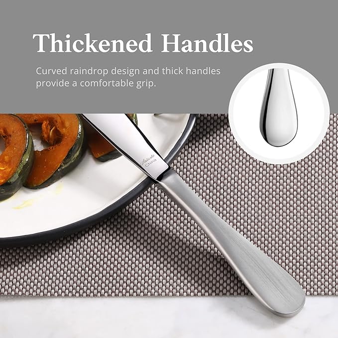 Artaste 1029086 Rain Stainless Steel Dinner Knife, Matte Finish Handle, 12-Piece