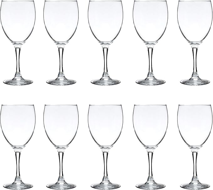 DISCOUNT PROMOS Nuance Wine Glasses by ARC 10.5 oz. Set of 10, Bulk Pack - Restaurant Glassware, Perfect for Red Wine, White Wine, Cocktails - Clear
