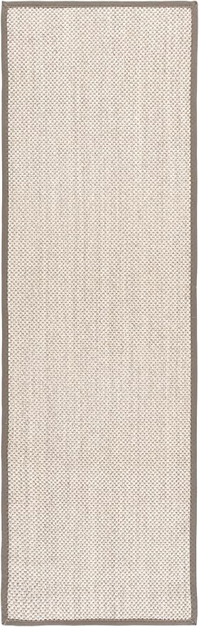 SAFAVIEH Natural Fiber Collection Runner Rug - 2'6" x 16', Marble & Khaki, Sisal, Woven Design with Border (NF143E)