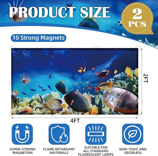 2 Pcs Fluorescent Light Covers - 4 x 2 Feet Covers for Ceiling Lights, Magnetic Light Filters for Classroom, Office, Hospitals, Home