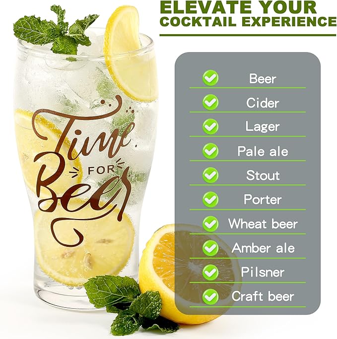 Beer Glasses Set of 4, Pilsner Beer Glasses 20 OZ, Pint Glasses Craft Glass Large Capacity with Unique Design Style, Wheat Beer Glass IPA Drinking Gift set for Home Dining, Bars and Parties