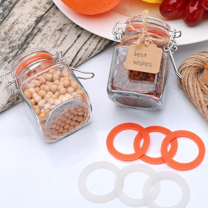 4oz Small Spice Jars with Lids, 15 Pack Airtight Glass Jars, Small Spice Containers Includes Labels & Rubber Gaskets for Kitchen, Jam, Herbs, Crafts, Wedding