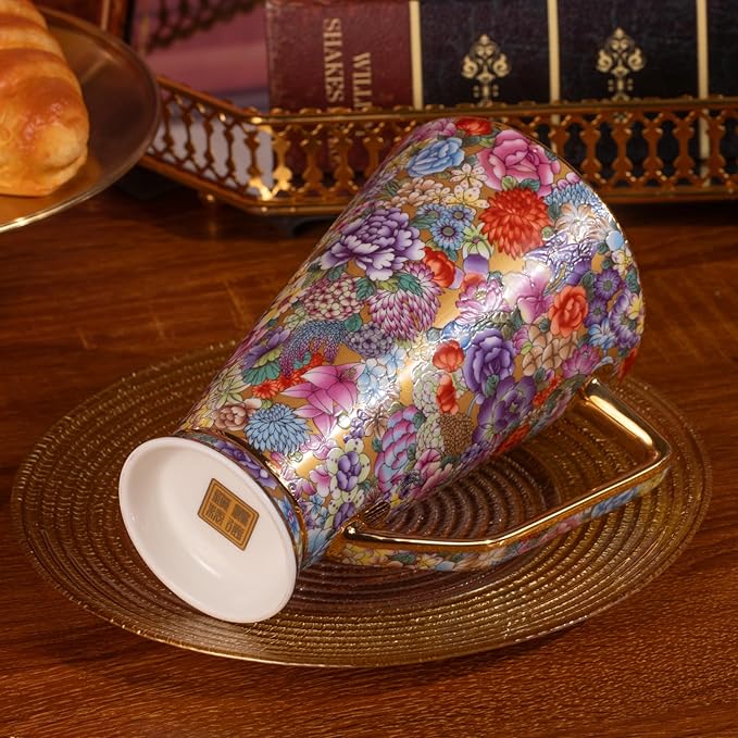 KAMMAK Ceramic Coffee Mugs 20 oz Tall Porcelain Coffee Cups Set of 2 Large Tea Mugs with Handle Vintage Tea Cups Cappuccino Mug for Latte, Espresso, Americano, breakfast cereal, Hot Cocoa, Drinks