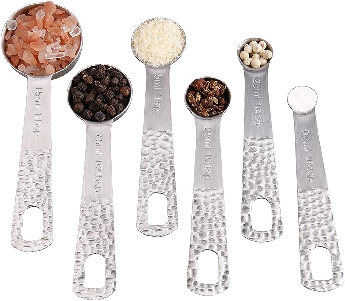Measuring Cups and Spoons Set, 18/8 Stainless Steel Measuring Cups and Spoons Set for Baking & Kitchen, Metric & US 5 Measure Cups & 6 Spoons with 1/8, 1/4 Cup