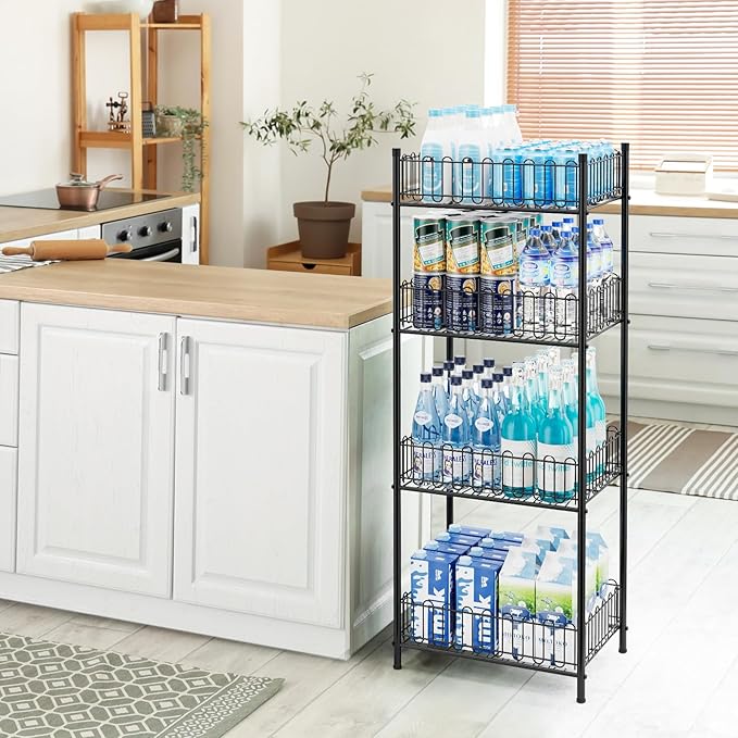 OYEAL Water Bottle Storage Holder 4 Tier Can Organizer for Pantry, Large Capacity Soda Can Organizer for Kitchen Party Organizers and Storage, Tumbler Mug Cup Holders