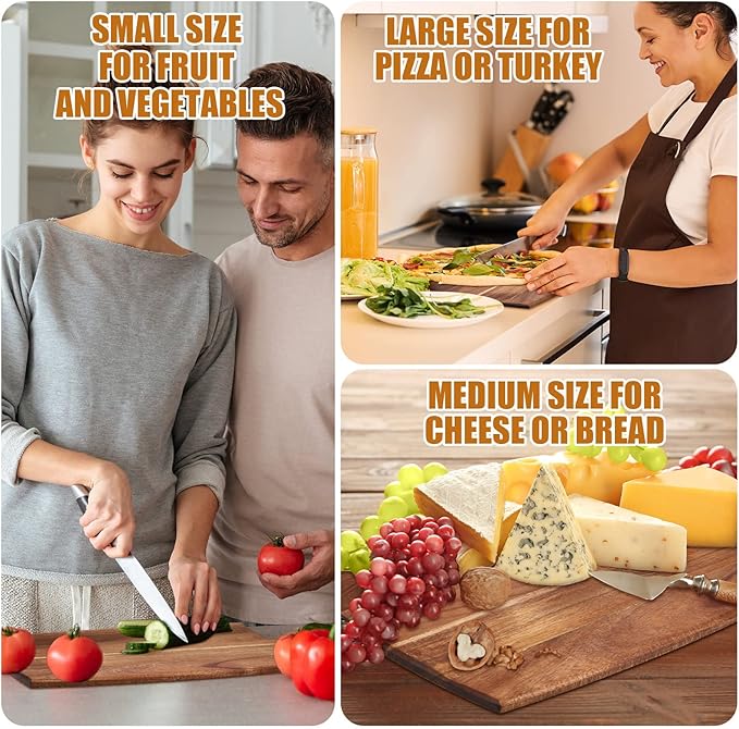 Irenare 18 Pcs Plain Cutting Board Set with Handles Laser Engraving Wooden Charcuterie Kitchen Serving Chopping Board Bulk for DIY Housewarming Mother's Day Gifts(Acacia,17 x 10 Inch)