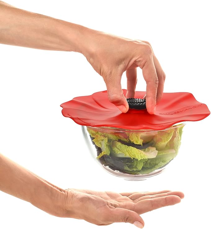 Charles Viancin - Poppy Silicone Lid for Food Storage and Cooking - Airtight Seal on Any Smooth Rim Surface - BPA-Free - Oven, Microwave, Freezer, Stovetop and Dishwasher Safe (8 Inch)