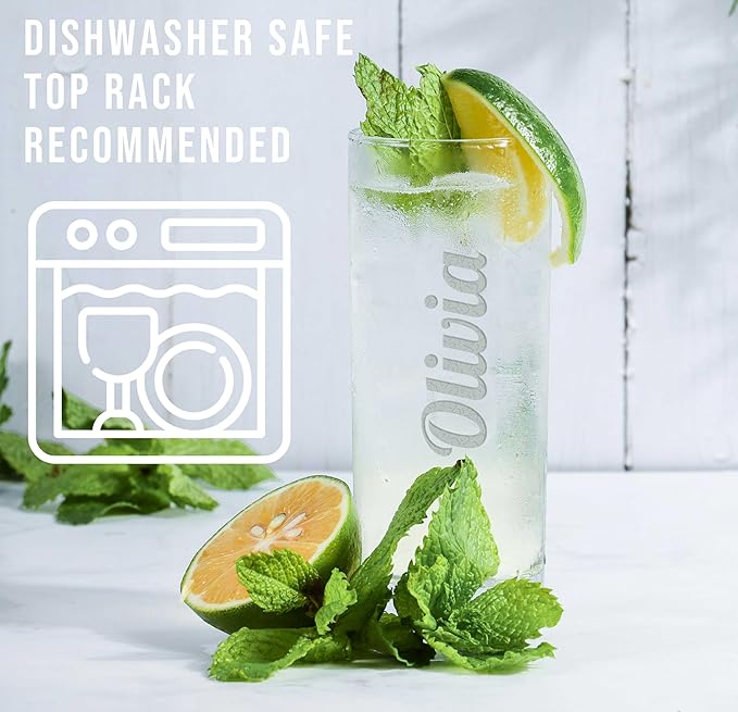 Personalized Gifts Etched 11.5oz Collins Cocktail Glass - Customized Gifts for Women Men, Vertical Name Engraved Highball Glass Birthday Gift, Fun Custom Gift Her, Woman, Regalos Personalizados Vasos