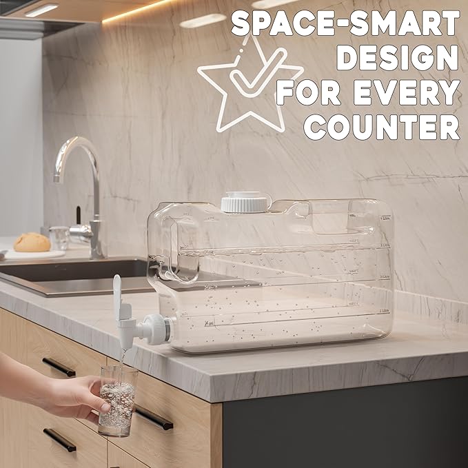 Refrigerator Drink Dispensers 1.1 Gallon Bottle with Spigot - BPA Free Plastic Water Jug Leak-Proof | Fridge Beverage Drink Dispenser for Parties, Convenient Handles