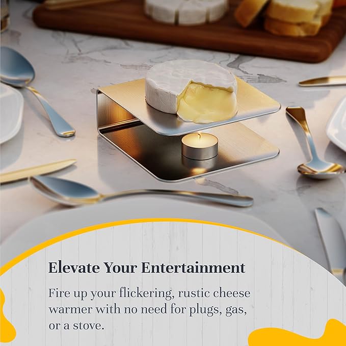 Soft Cheese Warmer – Warming Plate for Camembert & Brie Cheese – Complement Large or Mini Charcuterie Boards with Your Slow-Melt, Stainless Steel, Dishwasher-Safe Charcuterie Accessories by Ash Harbor