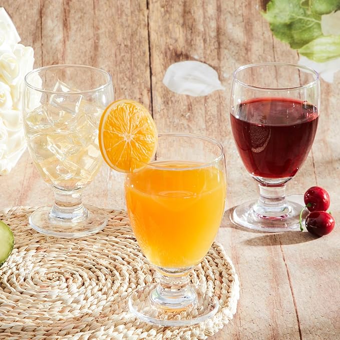 Patelai Set of 30 Clear Glasses 10.5 oz Water Goblet Glass Stemmed Water Glasses for Juice Wine Beer Tea Milk Cold Beverages Drinks Dishwasher Safe