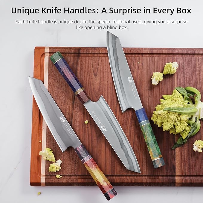 FINDKING 8 Inch Chef's Kiritsuke Knife, Professional Japanese Kitchen Knife for Skilled Cooks, 440C Steel Blade, Perfect for Chopping, Slicing, and Dicing (Iridescent Series)